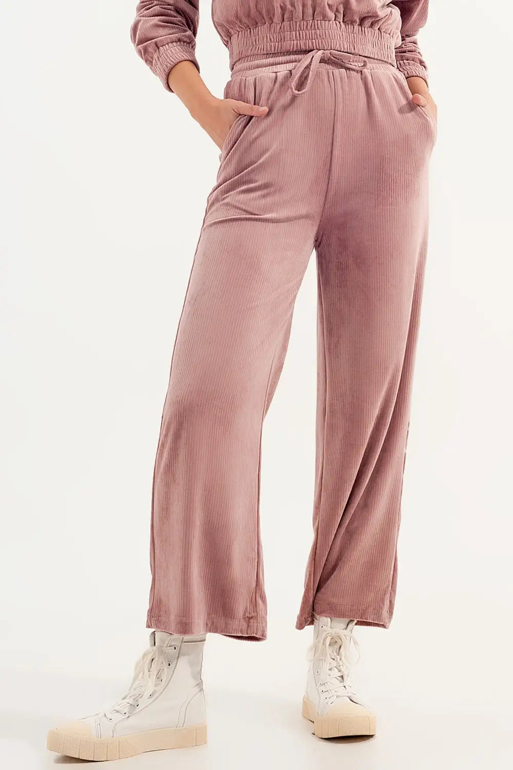 Jogger with drawstring waist in pink - Pants