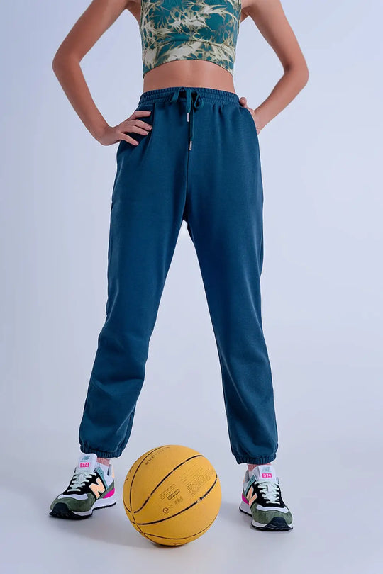 Adjustable waistband joggers in dark green - Pants