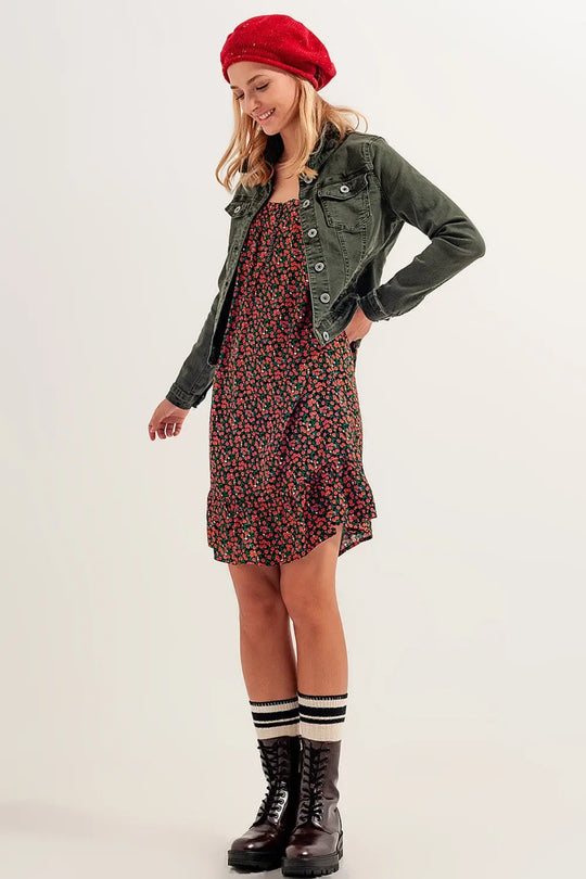 Slim denim trucker jacket in green - Jackets
