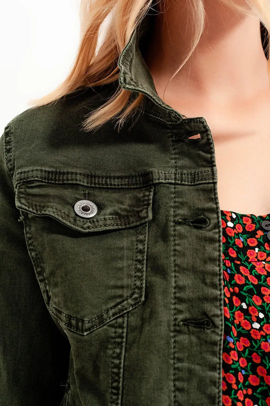 Slim denim trucker jacket in green - Jackets