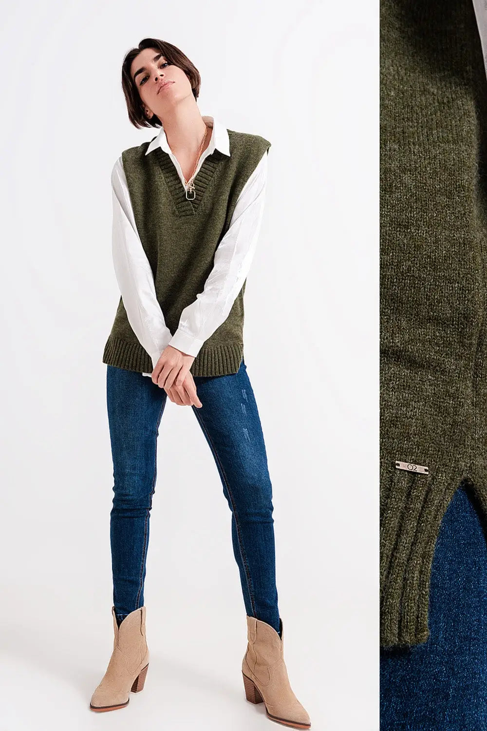 High waisted skinny jeans in blue wash