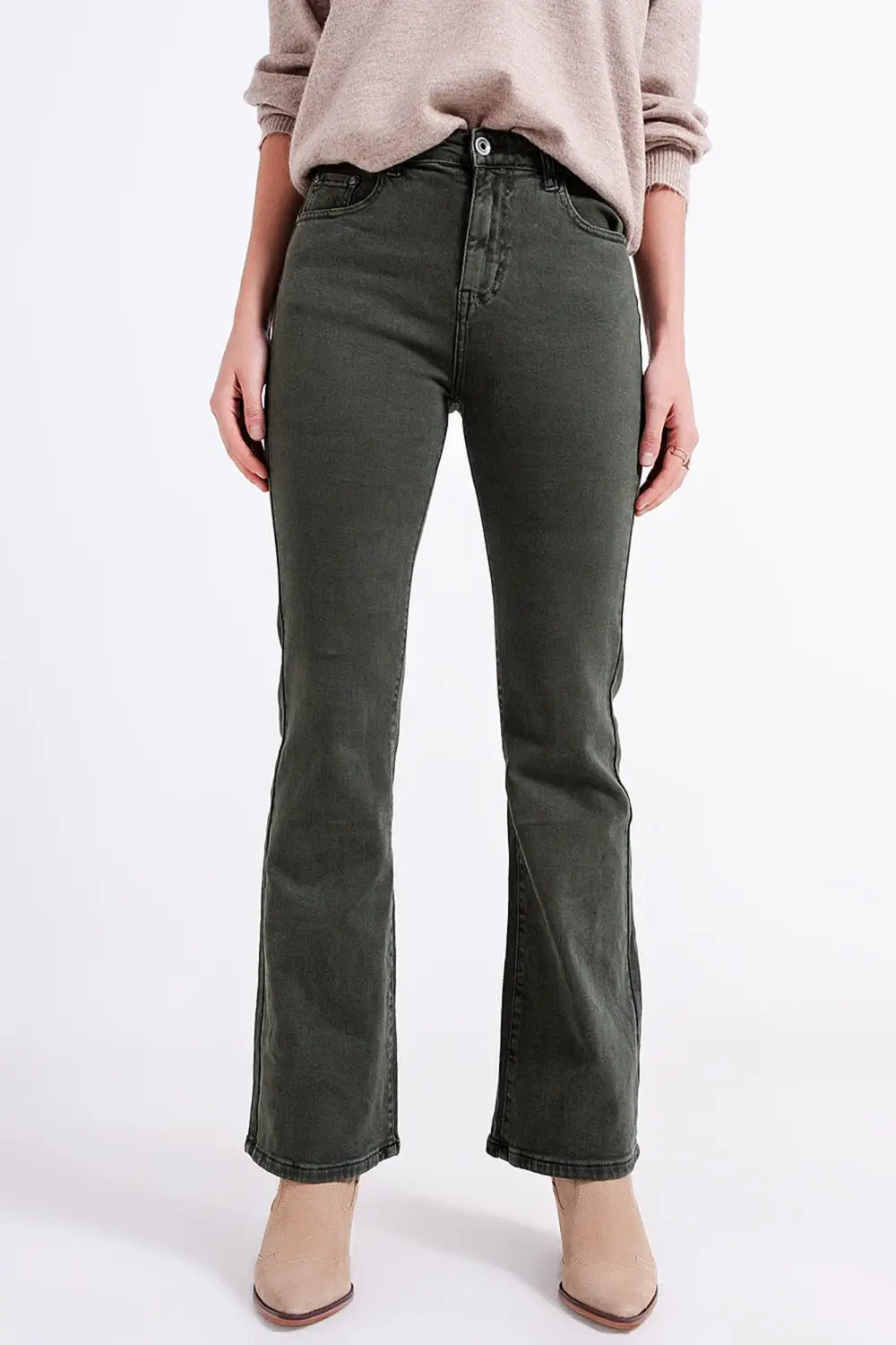Flared jeans in olive - Colored Jeans