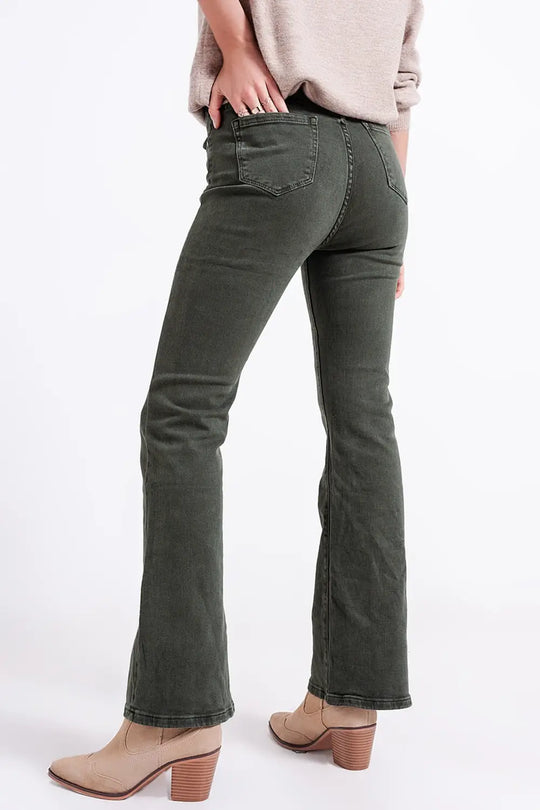 Flared jeans in olive - Colored Jeans