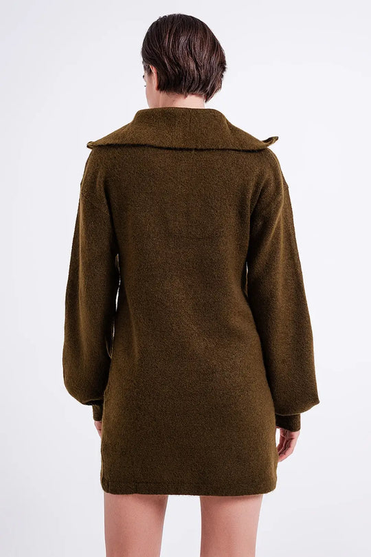 Jumper mini dress in dark green - Dresses