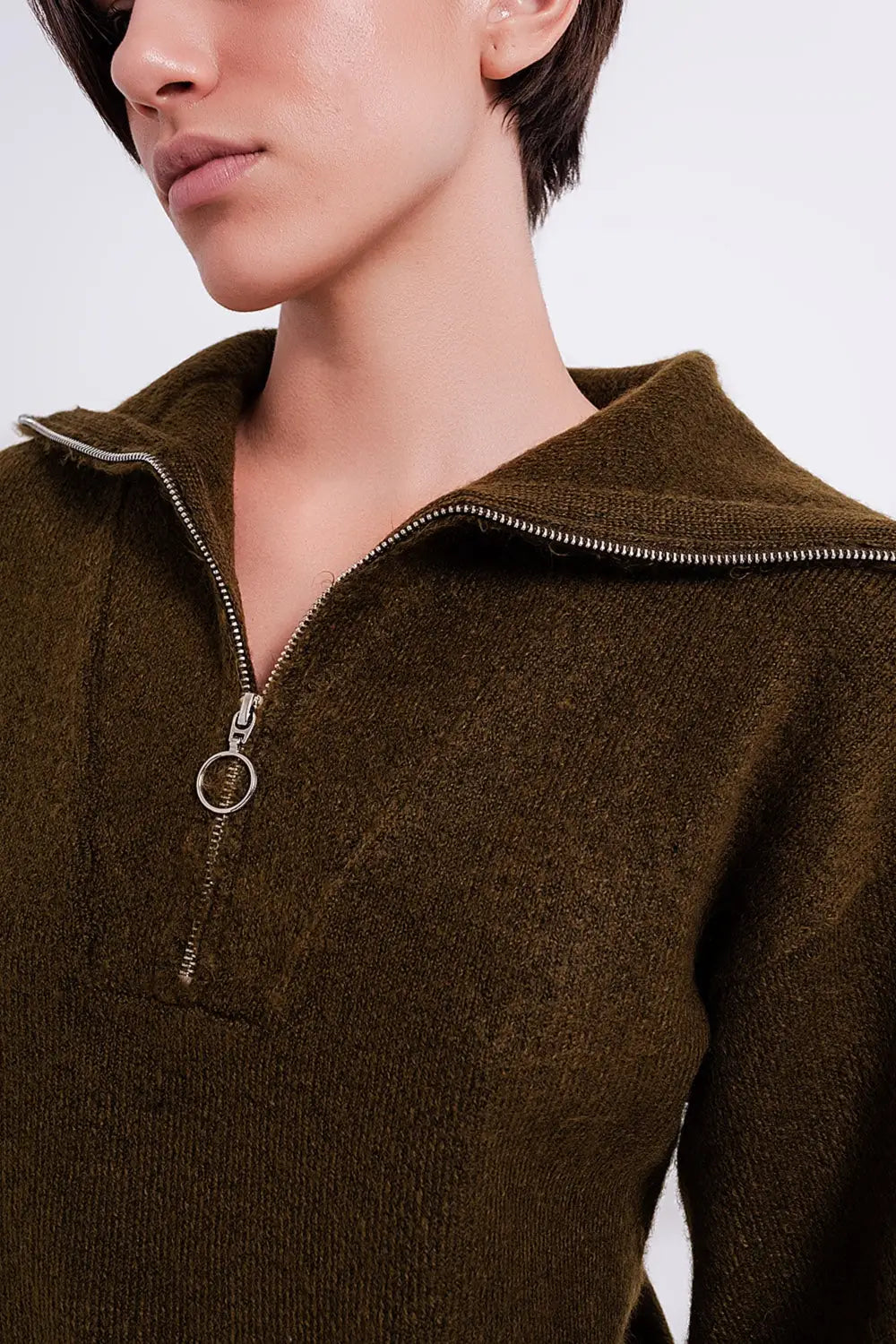 Jumper mini dress in dark green - Dresses
