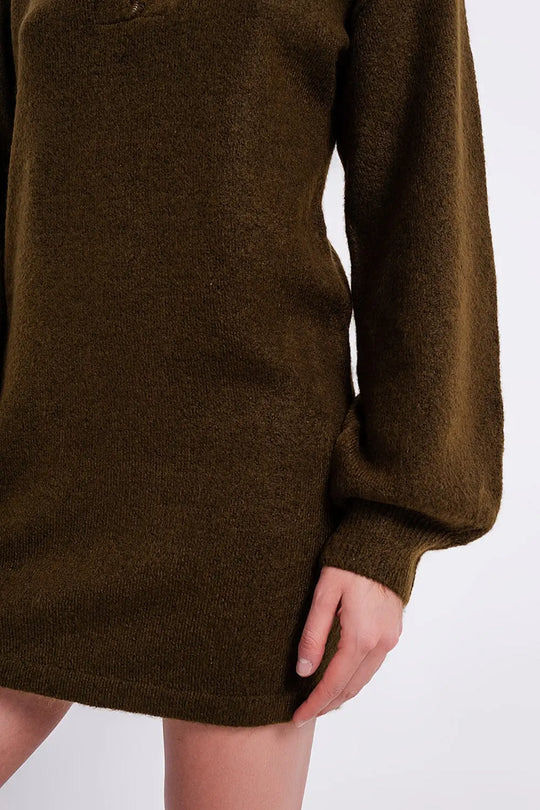 Jumper mini dress in dark green - Dresses