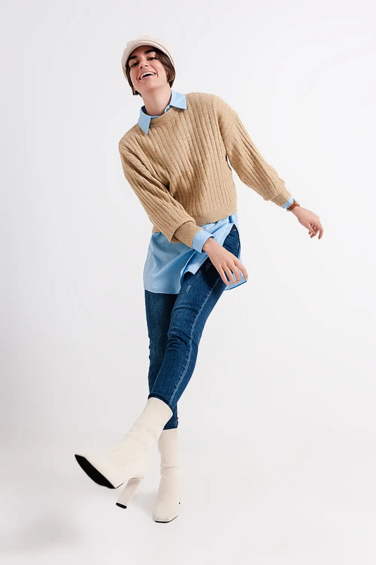 Beige sweater in stripe - Sweaters