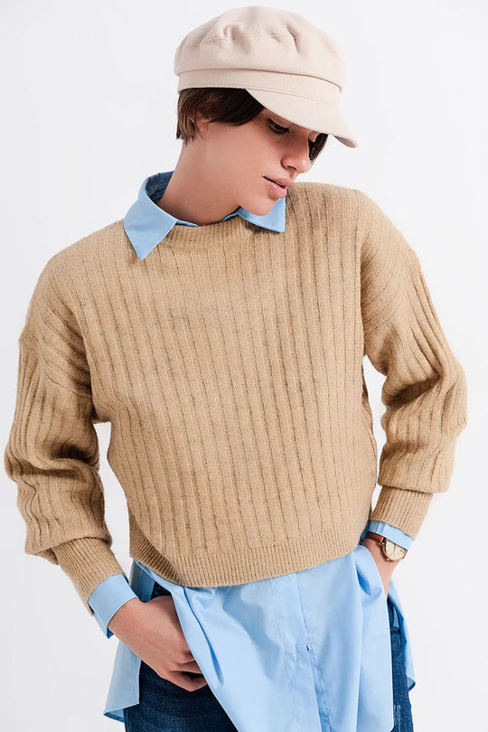 Beige sweater in stripe - Sweaters