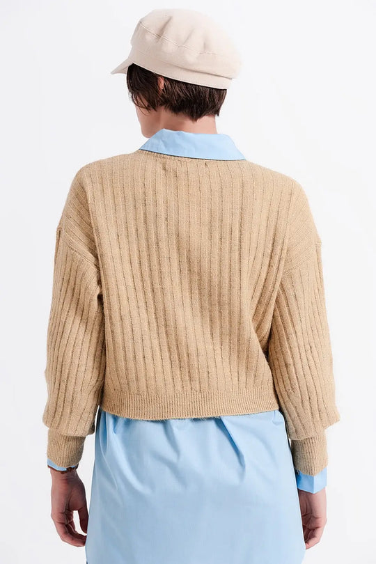 Beige sweater in stripe - Sweaters
