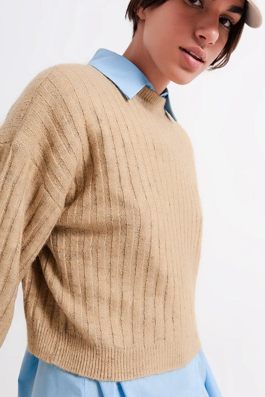 Beige sweater in stripe - Sweaters