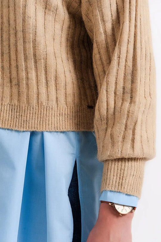 Beige sweater in stripe - Sweaters