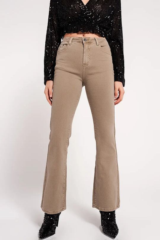 Flared jeans in beige - Colored Jeans