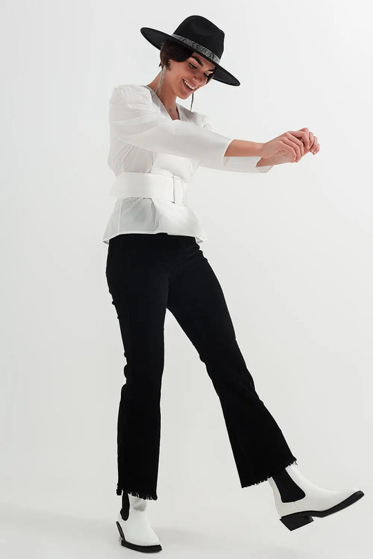 Stretchy cord flared trouser in black - Pants Colored Jeans