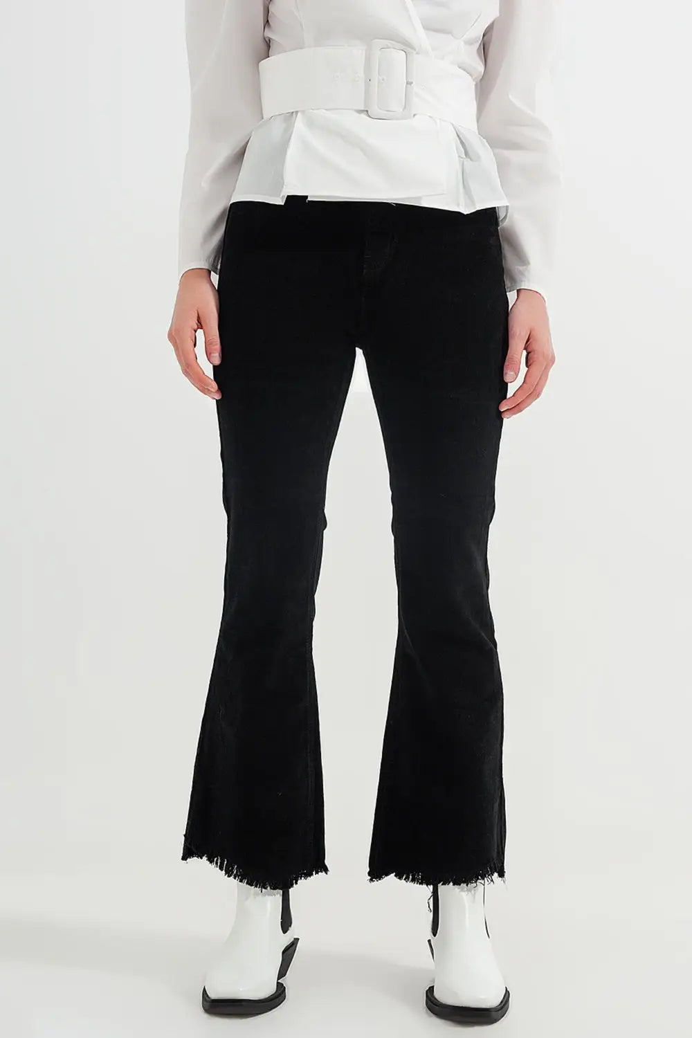 Stretchy cord flared trouser in black - Pants Colored Jeans