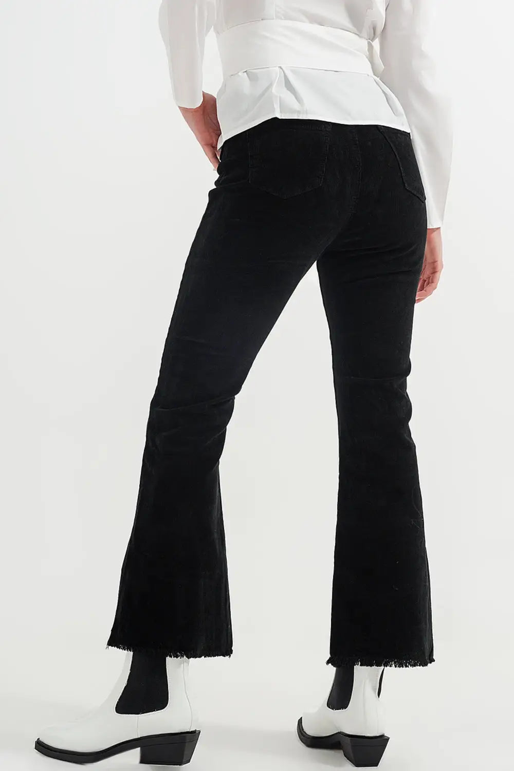 Stretchy cord flared trouser in black - Pants Colored Jeans