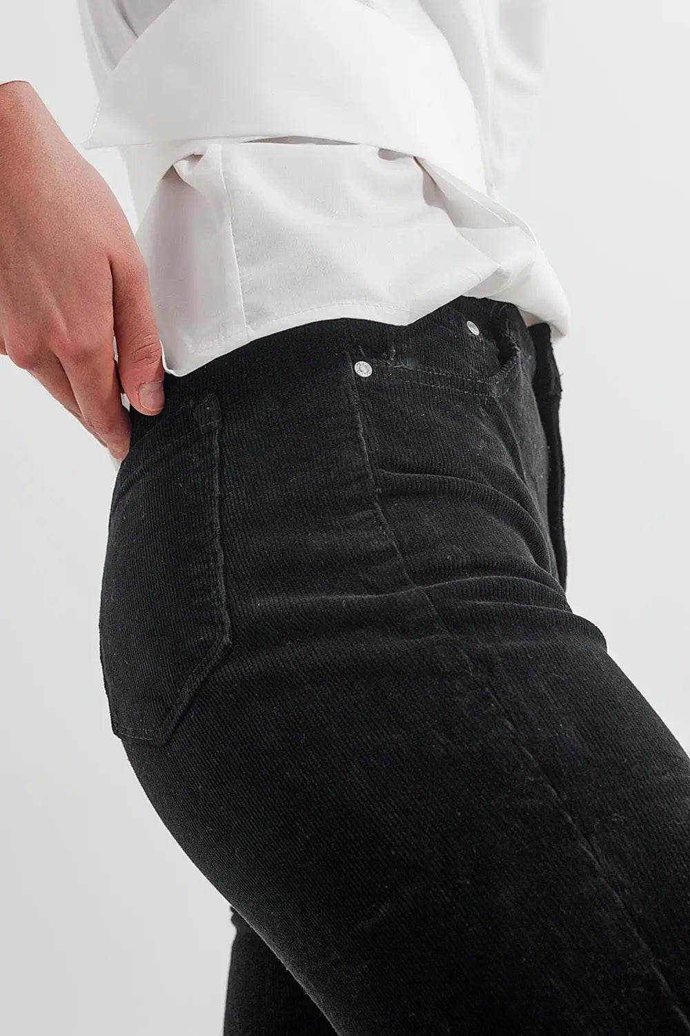 Stretchy cord flared trouser in black - Pants Colored Jeans