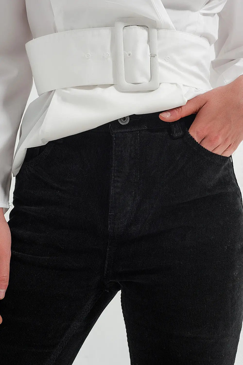 Stretchy cord flared trouser in black - Pants Colored Jeans