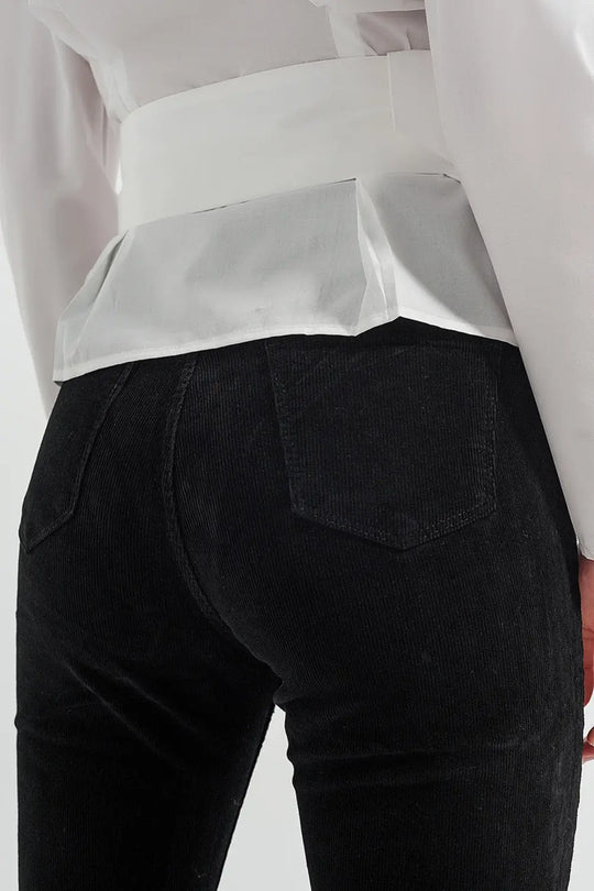 Stretchy cord flared trouser in black - Pants Colored Jeans