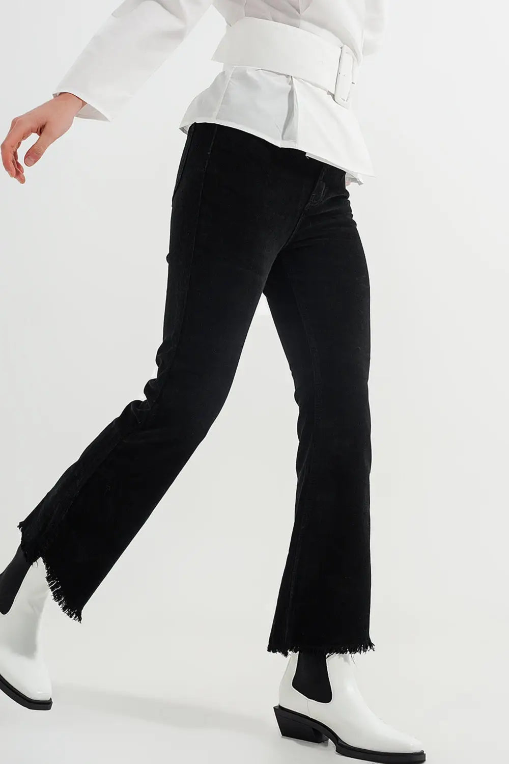 Stretchy cord flared trouser in black - Pants Colored Jeans