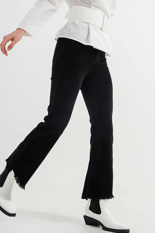 Stretchy cord flared trouser in black - Pants Colored Jeans