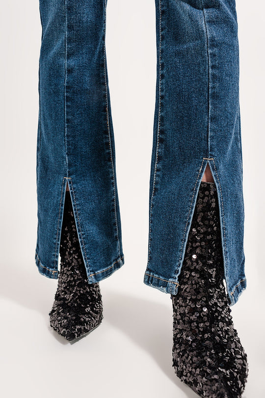 Flare jeans with split hem