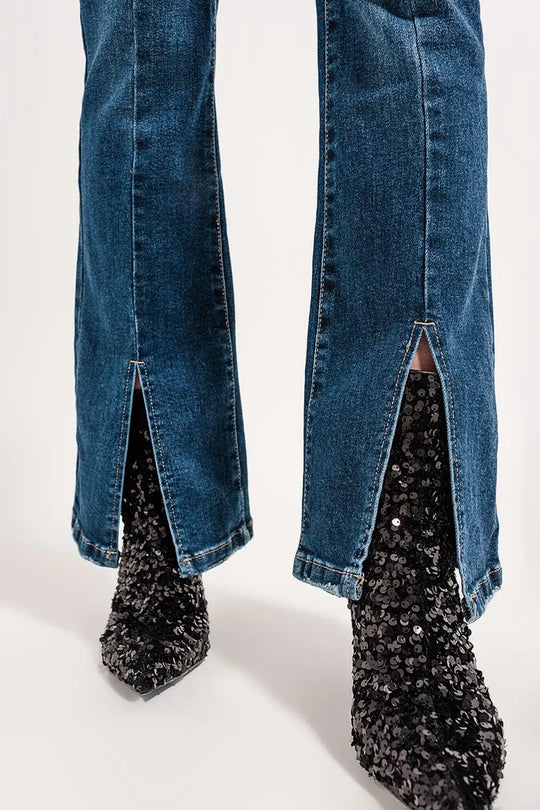 Flare jeans with split hem