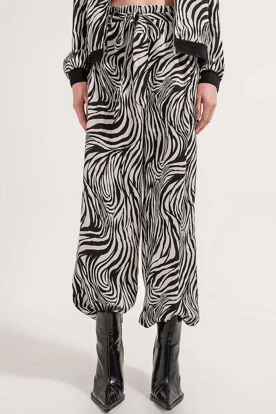 Wide leg trousers in zebra print - Pants