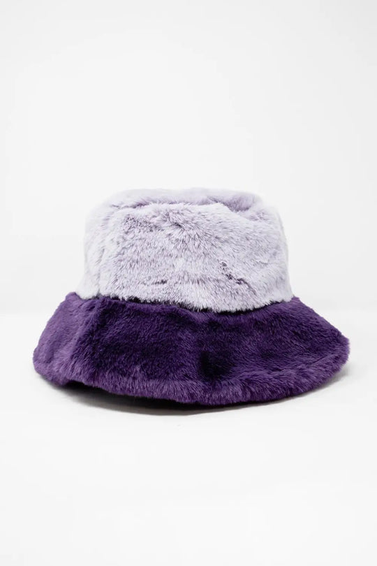 Faux fur bucket hat in purple - PURPLE / ONE - Hats