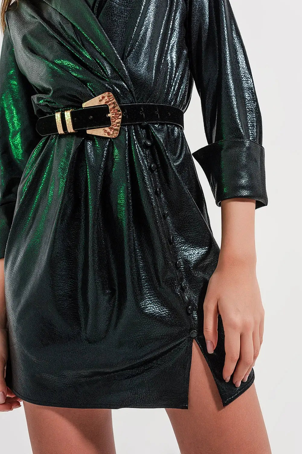 Mini dress with button detail in black - Dresses
