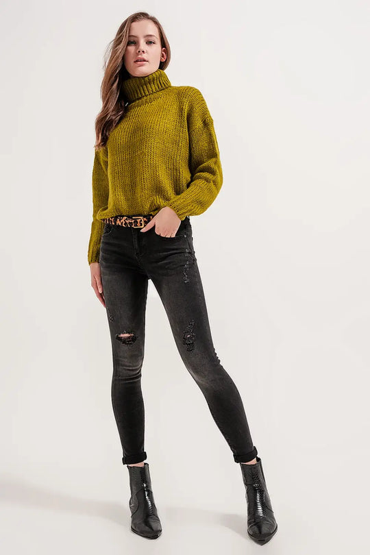 Skinny distressed jeans in grey denim - Colored Jeans