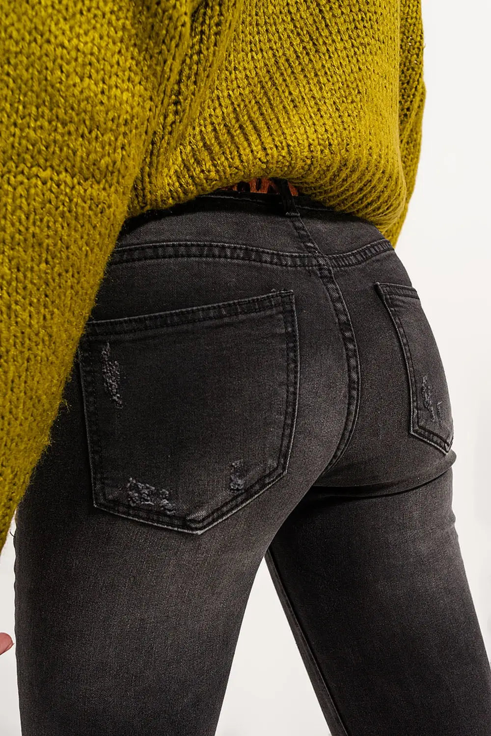 Skinny distressed jeans in grey denim - Colored Jeans