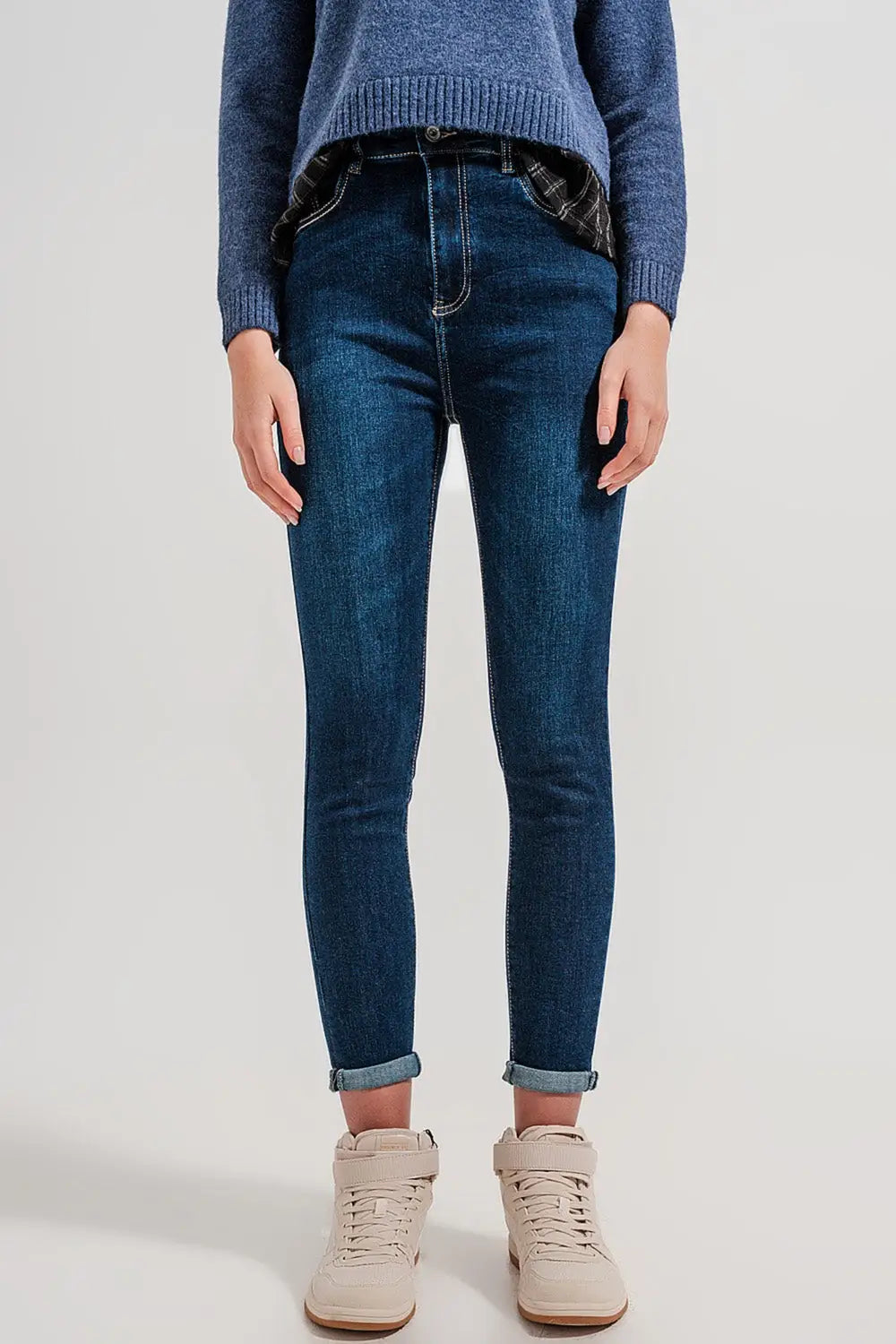 High waist skinny fit jeans in dark blue