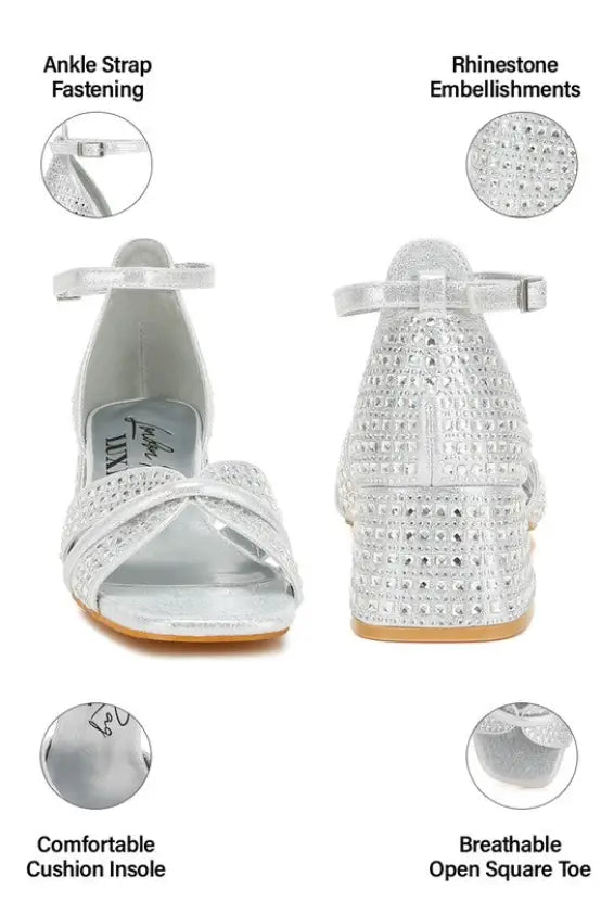 Babylon Low Block Heel Rhinestone Sandals *More Colors - Shoes