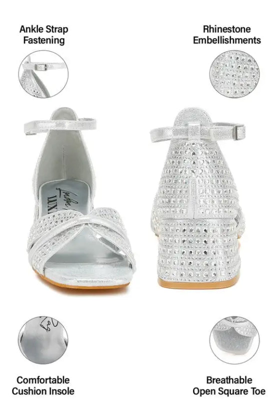 Babylon Low Block Heel Rhinestone Sandals *More Colors - Shoes