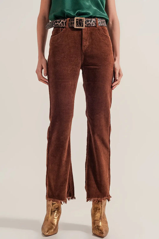 Flare corduroy pants in brown - Pants