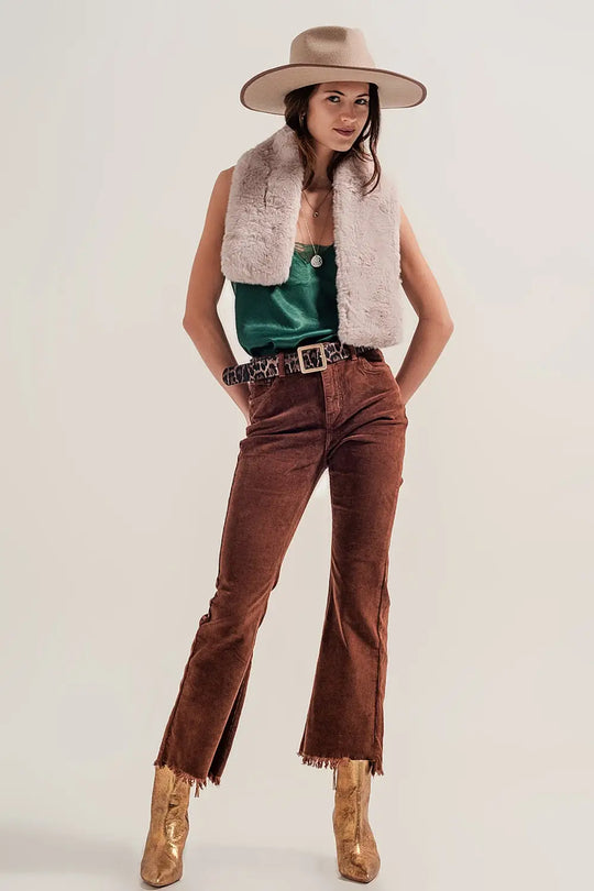 Flare corduroy pants in brown - Pants