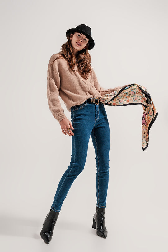 High waist super skinny jeans in medium blue
