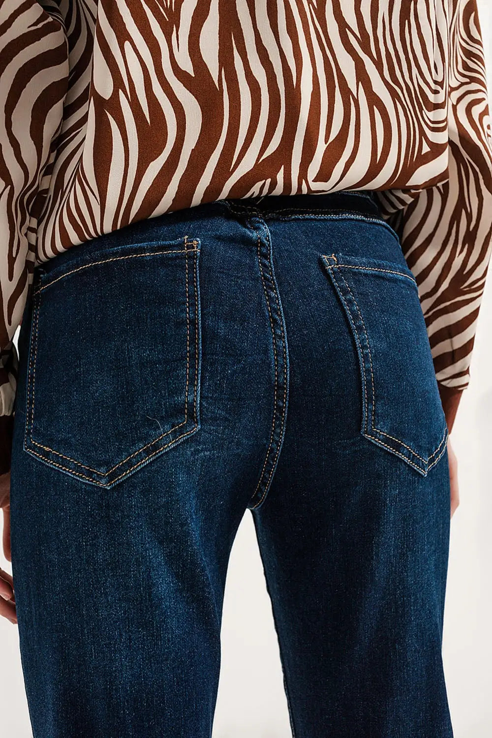 Blend cotton straight leg jeans in mid blue