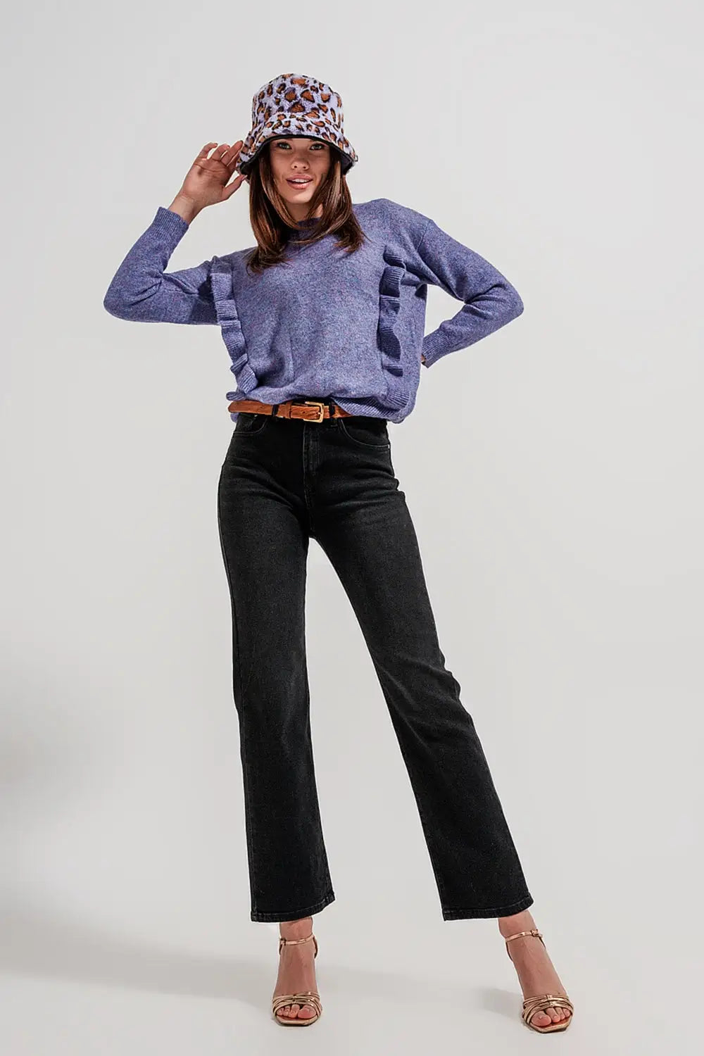 high rise slouchy mom jeans in black - Colored Jeans