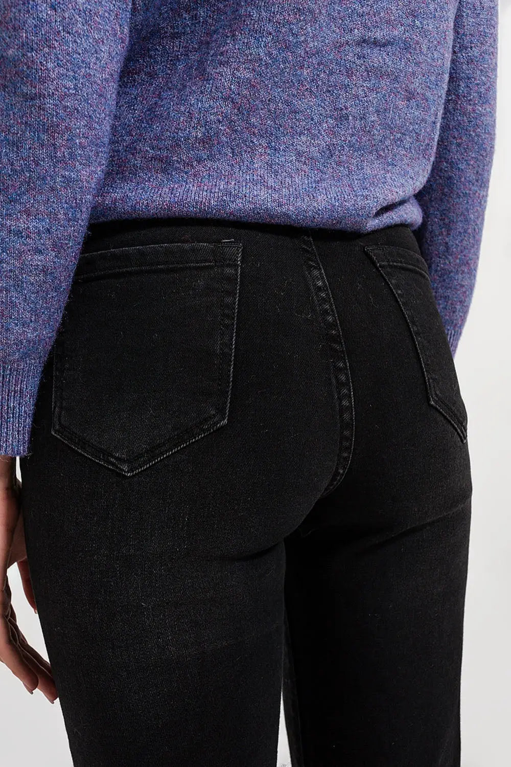 high rise slouchy mom jeans in black - Colored Jeans