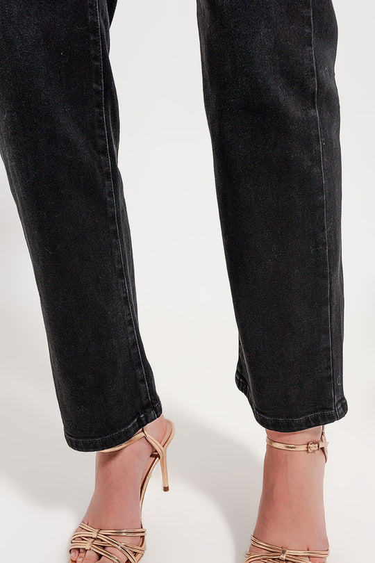 high rise slouchy mom jeans in black