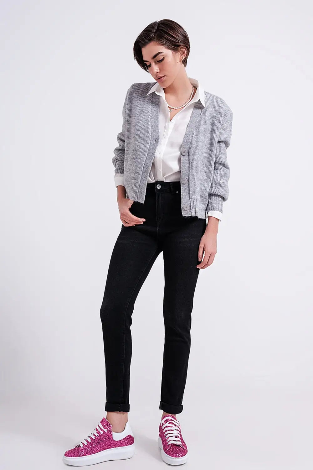 Super high rise skinny leg jeans in black - Colored Jeans