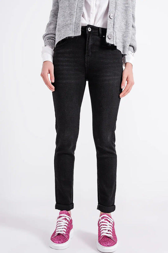 Super high rise skinny leg jeans in black - Colored Jeans