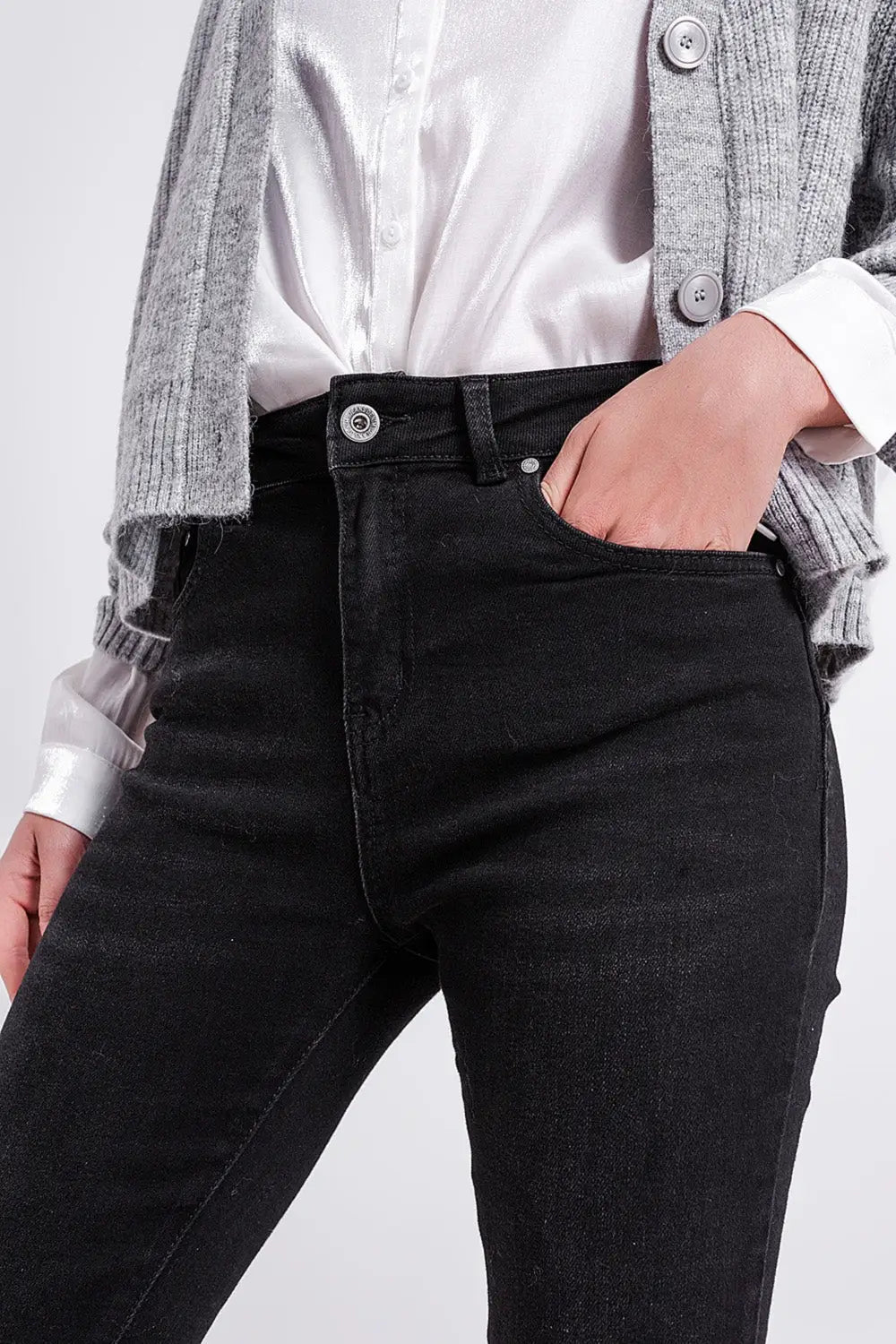 Super high rise skinny leg jeans in black - Colored Jeans
