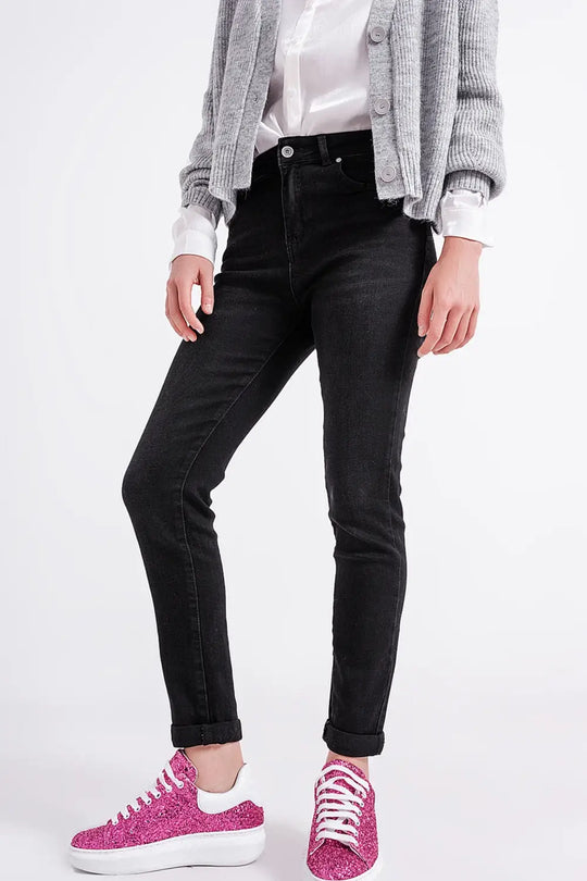 Super high rise skinny leg jeans in black - Colored Jeans