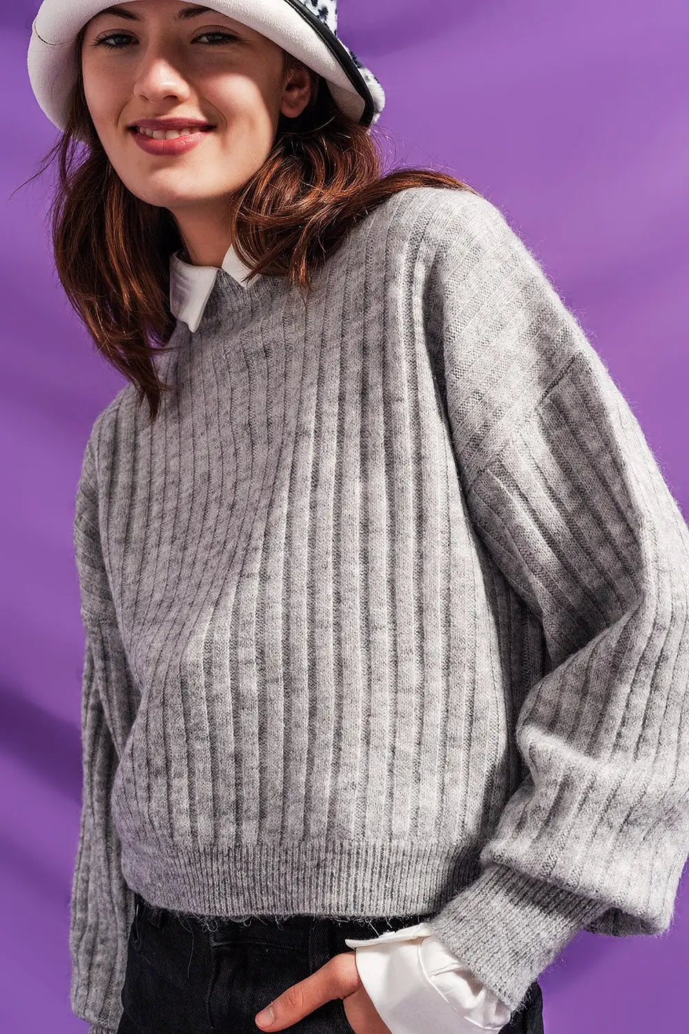 Grey sweater in stripe - Sweaters