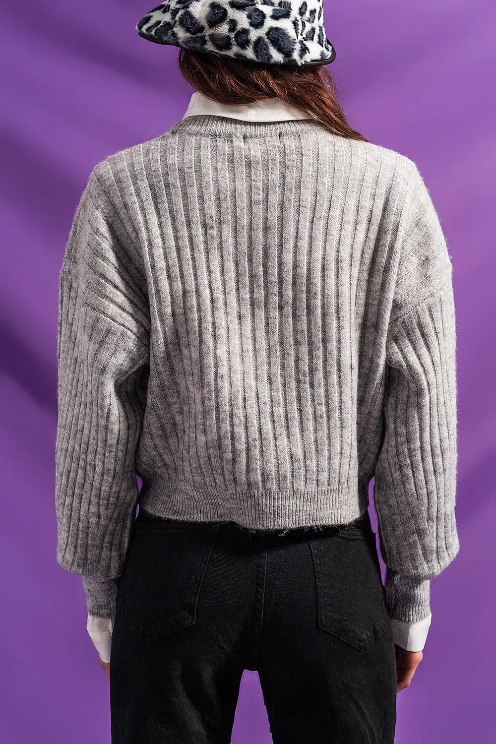 Grey sweater in stripe - Sweaters