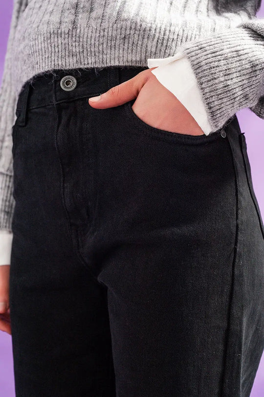 Loose straight leg jeans in washed black - Colored Jeans
