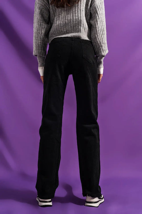 Loose straight leg jeans in washed black - Colored Jeans