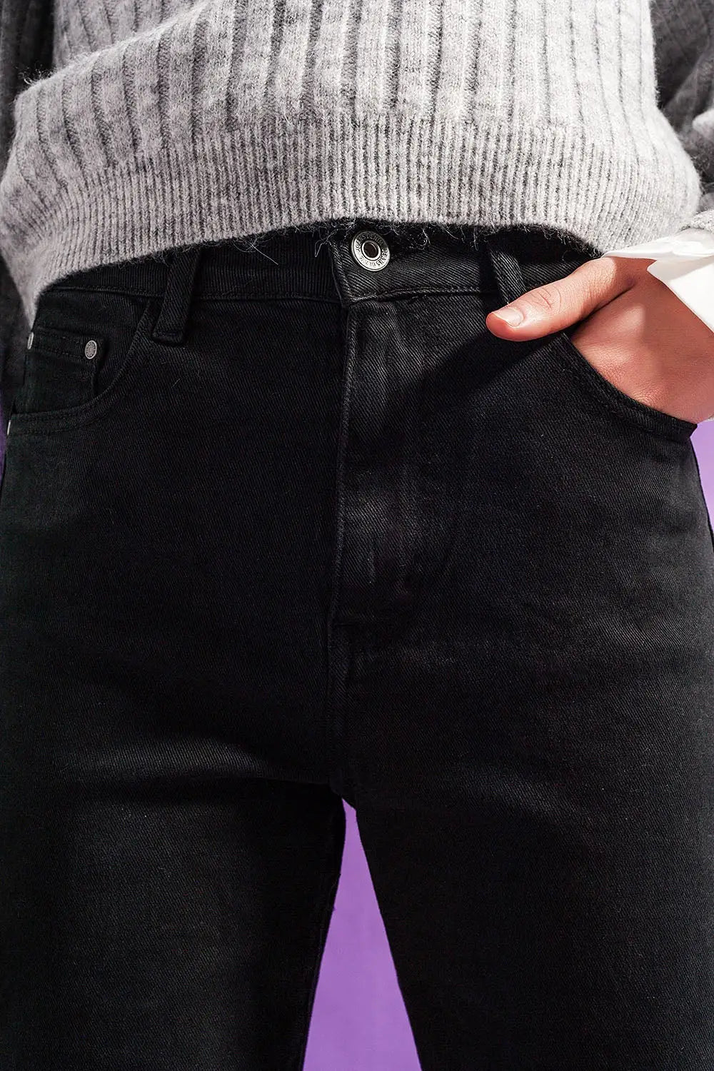 Loose straight leg jeans in washed black - Colored Jeans